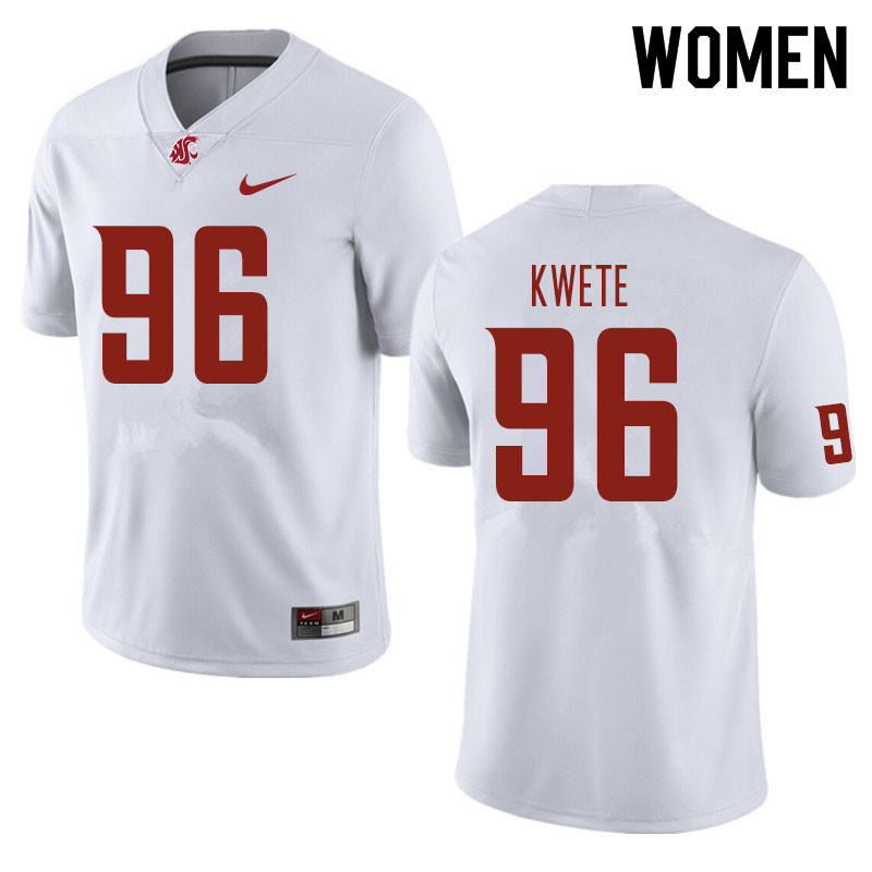 Women #96 Cosmas Kwete Washington State Cougars Football Jerseys Sale-White - Click Image to Close